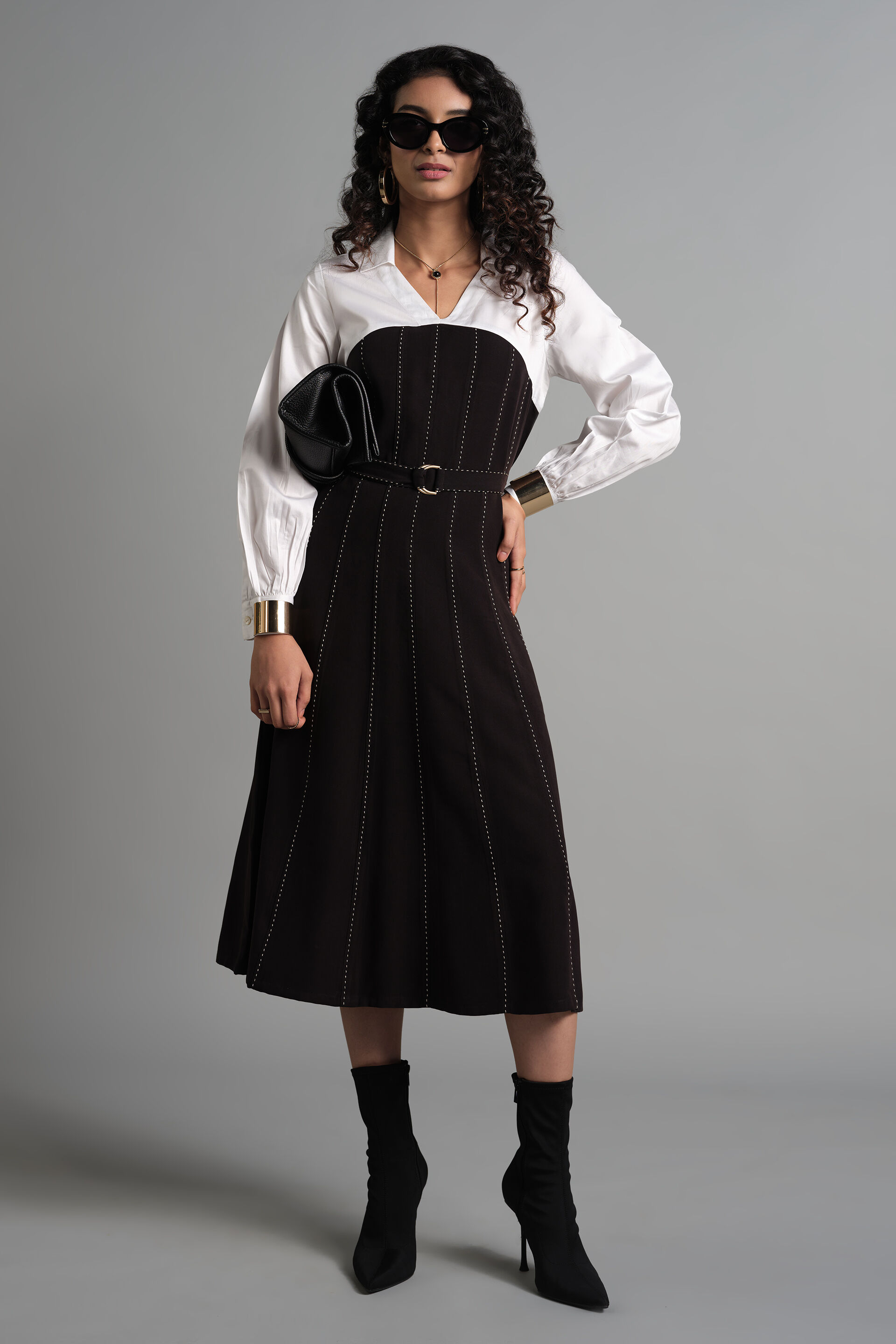 Power Striped Dress, White, image 1